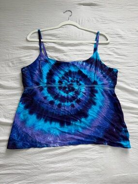 Blue & Purple Tie-Dye Spaghetti Strap Cami Top